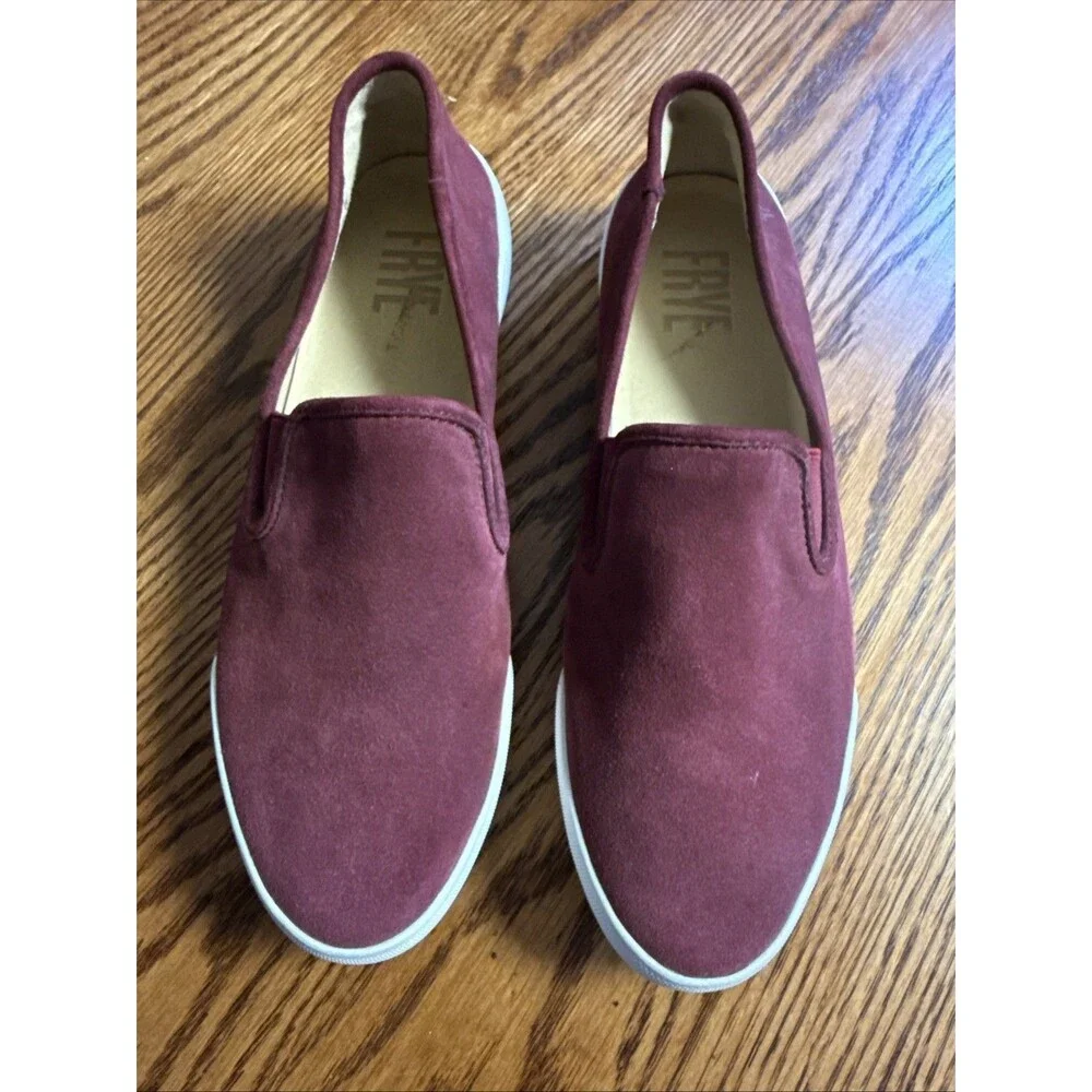 Frye Women's Mia Leather Suede Slip On Loafers Shoes Wine Size 9 READ